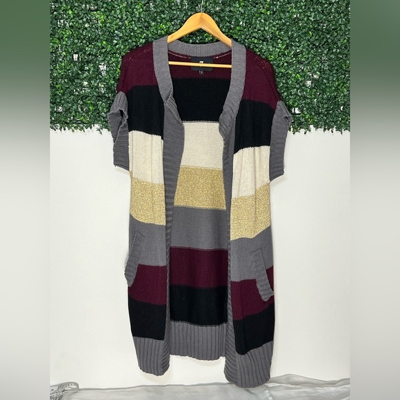 7 for all Mankind Sweaters - 7 For All Mankind Open Color-block Cashmere Blend Sweater Cardigan Size Small